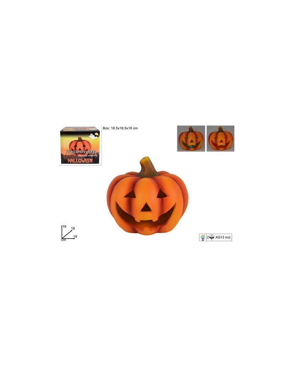 ZUCCA HALLOWEEN 18 cm. C/LUCE  A298350