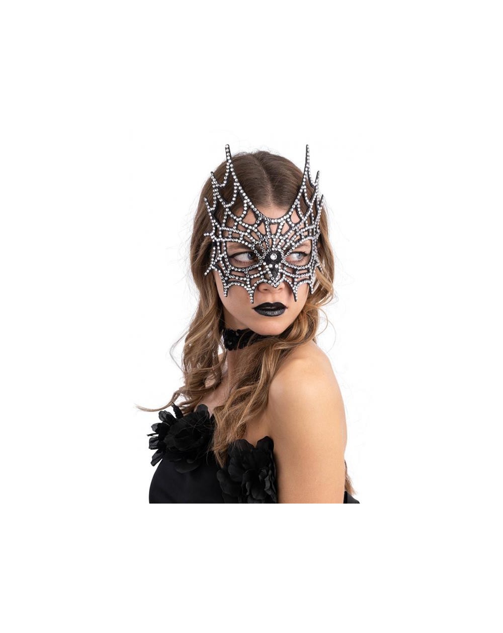 MASCHERA RAGNATELA CON STRASS  00444