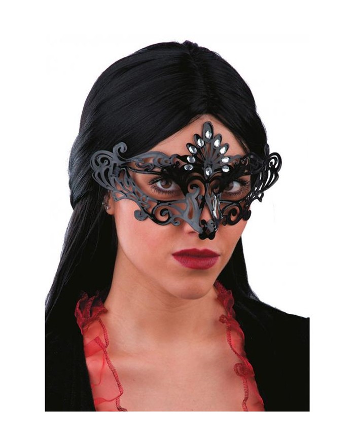 MASCHERA NERA CON GEMME  00862