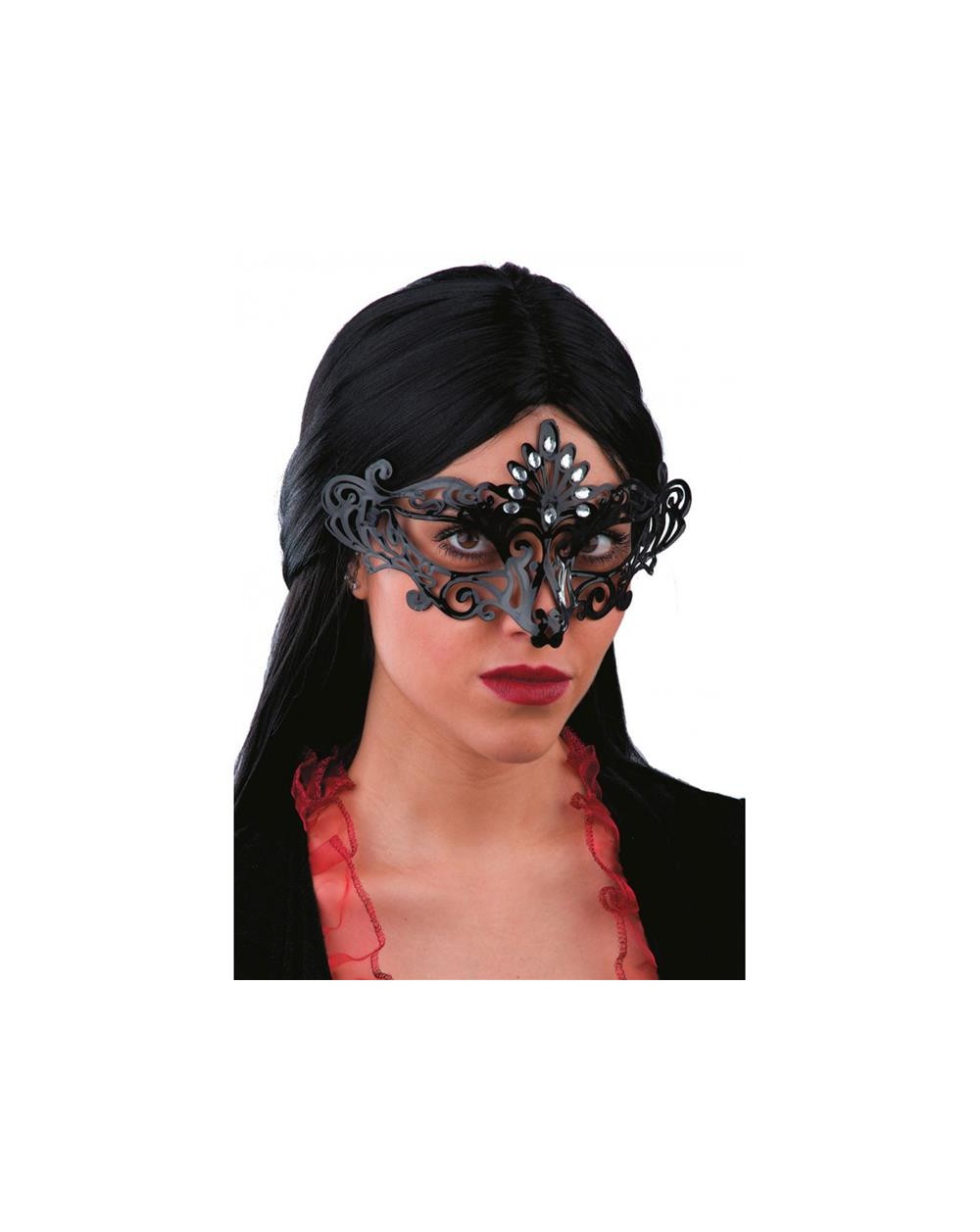 MASCHERA NERA CON GEMME  00862