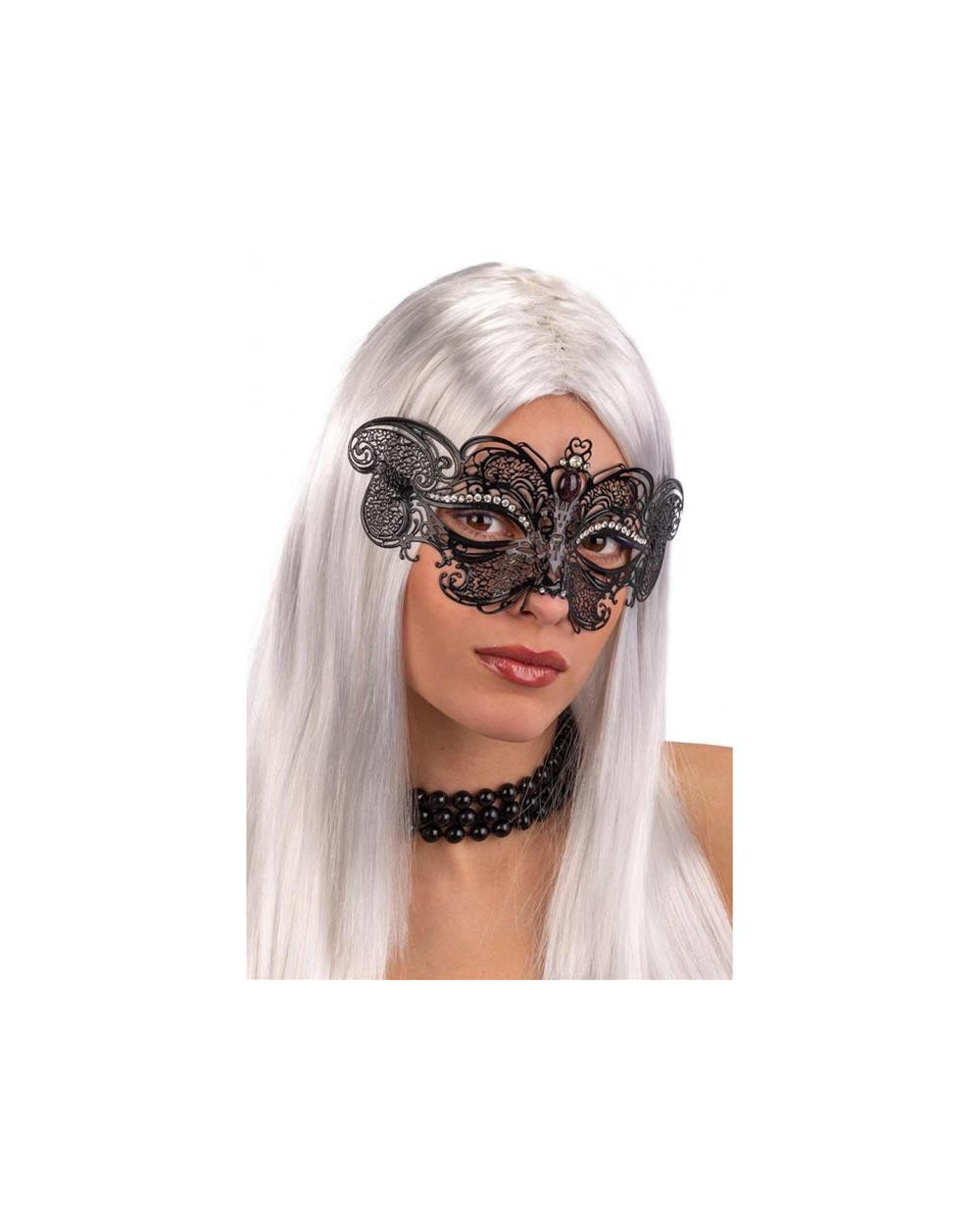 MASCHERA NERA METALLO CON STRASS  01299