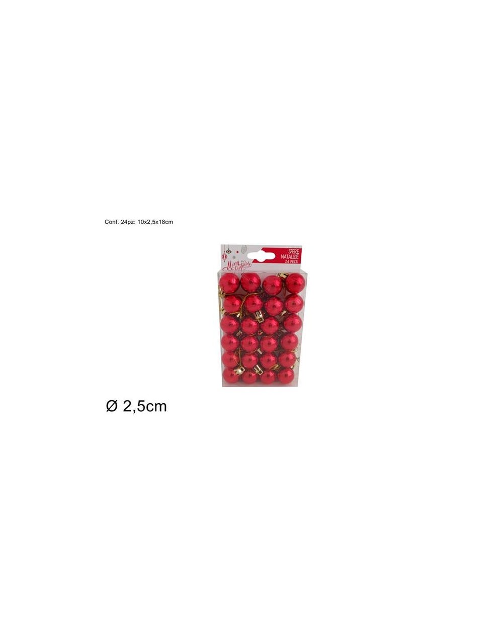 BOX 24 PALLINE 2,5 cm LUCIDE ROSSO  A298765