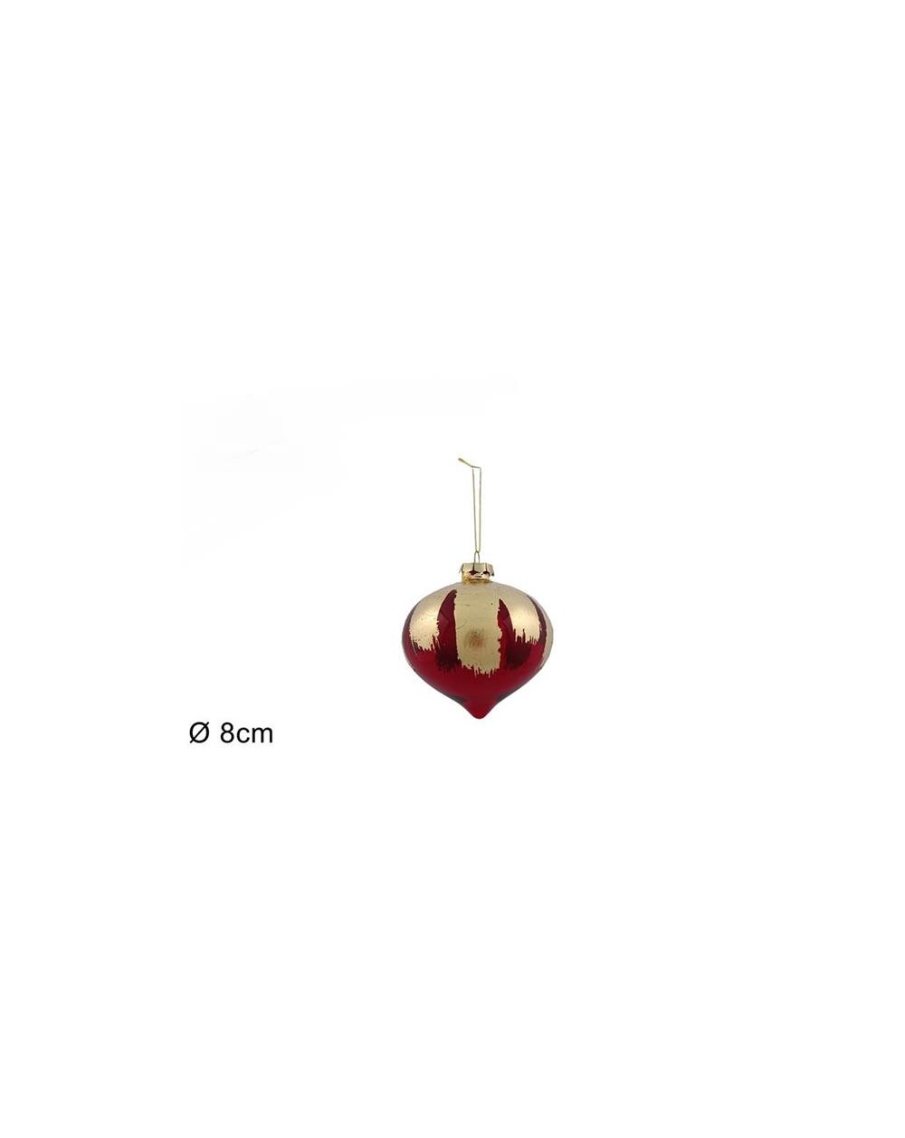 PALLA VETRO GOCCIA 8cm ROSSA/ORO  8053482257105