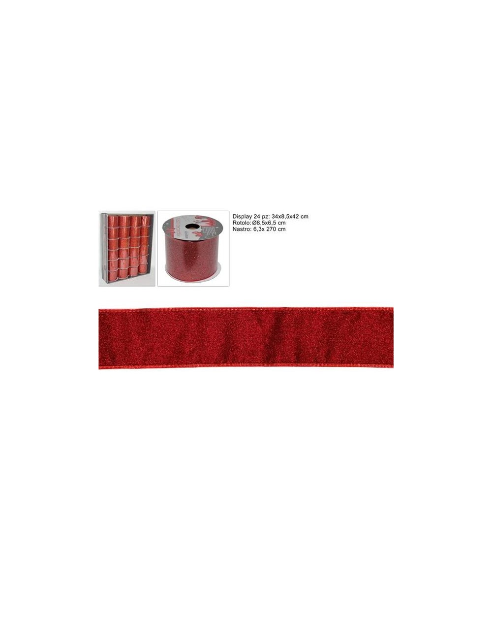 NASTRO GLITTERATO 6,5x270cm.ROSSO  A290773