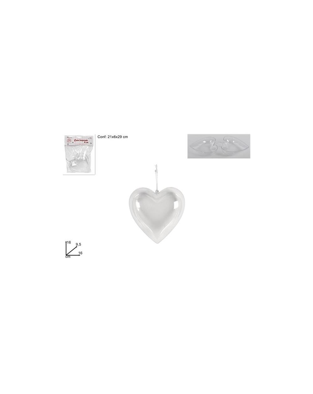 CUORE PLASTICA TRASPARENTE 16cm  8053482043777