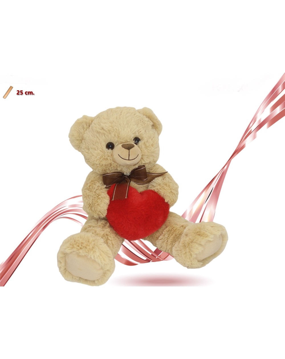 PELUCHE ORSO C/FIOCCO E CUORE 25 CM  A164468