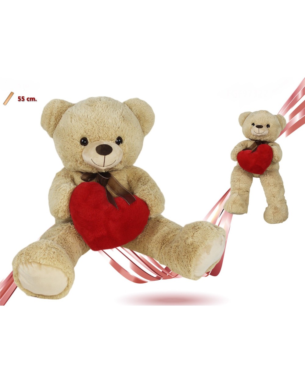 PELUCHE ORSO C/FIOCCO E CUORE 55 CM  A164467