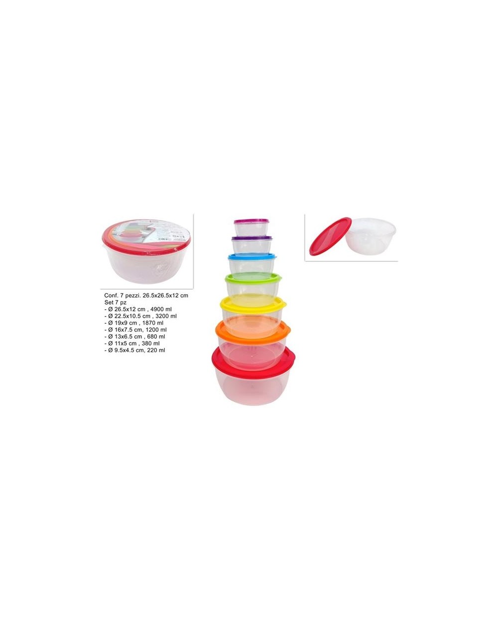 SET 7PZ CONTENITORI PLASTICA TONDI 8034048651766