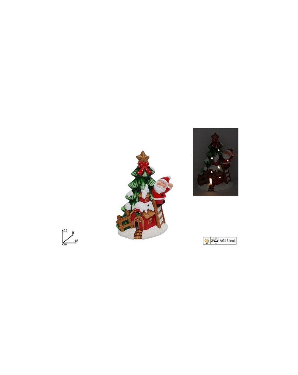DEC.ALBERO C/BABBO NAT. 22cm LUCE  8053482274393