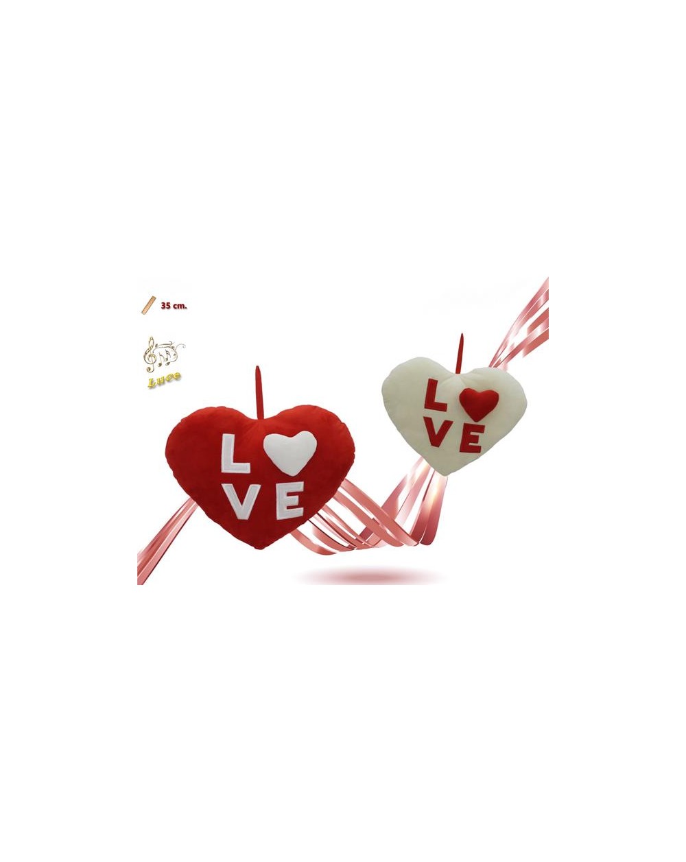 PELUCHE CUORE C/SUONI E LUCI 35 CM A164464