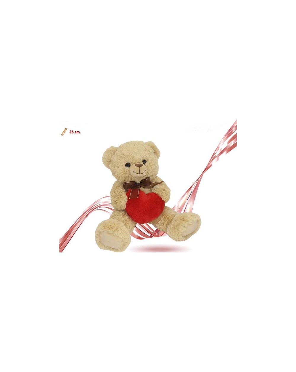 PELUCHE ORSO C/FIOCCO E CUORE 25 CM  A164468