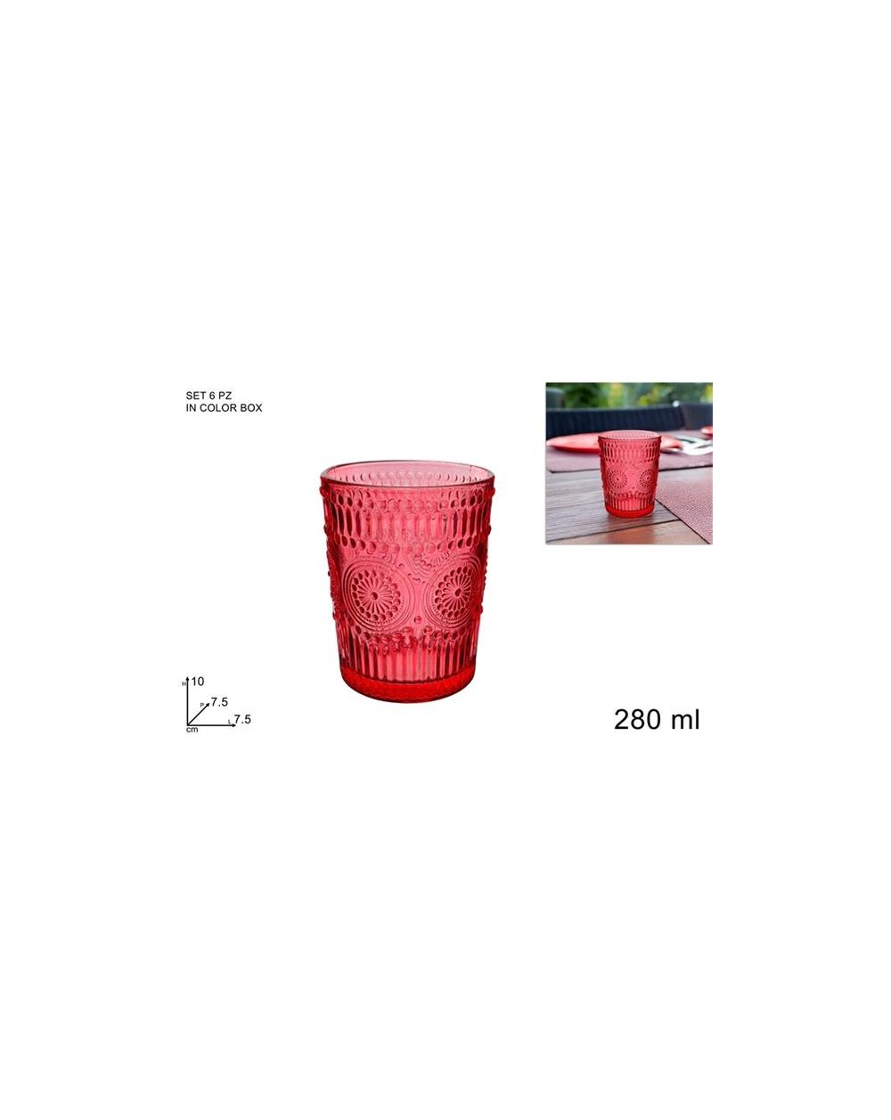BICCHIERE VETRO 280 ml.6 PZ.  BICCHIERE 28