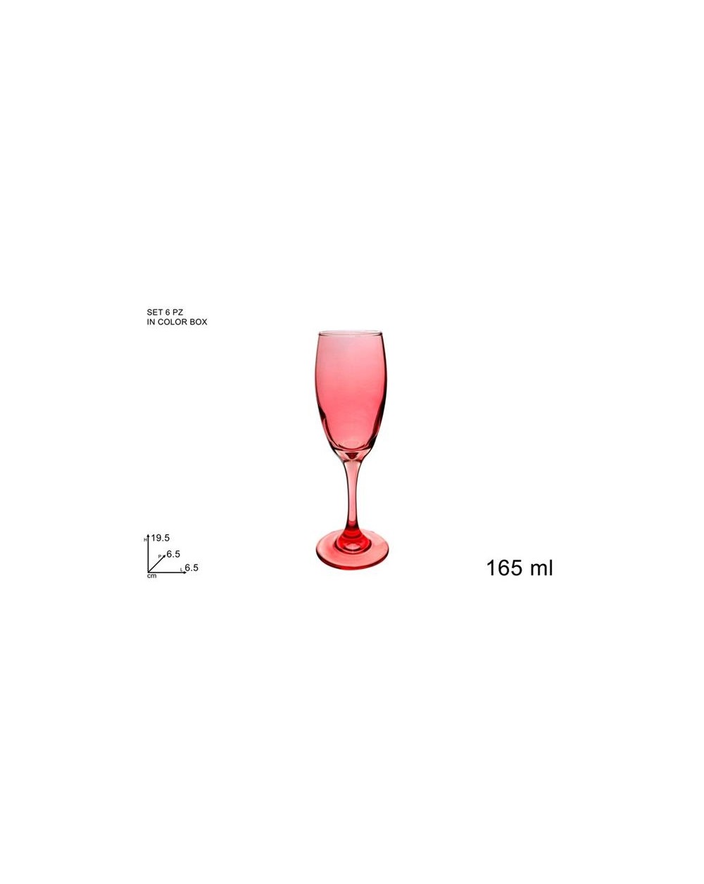 CALICE VETRO FLUTE 165 ml. 6 pZ. RO  CALICE 165