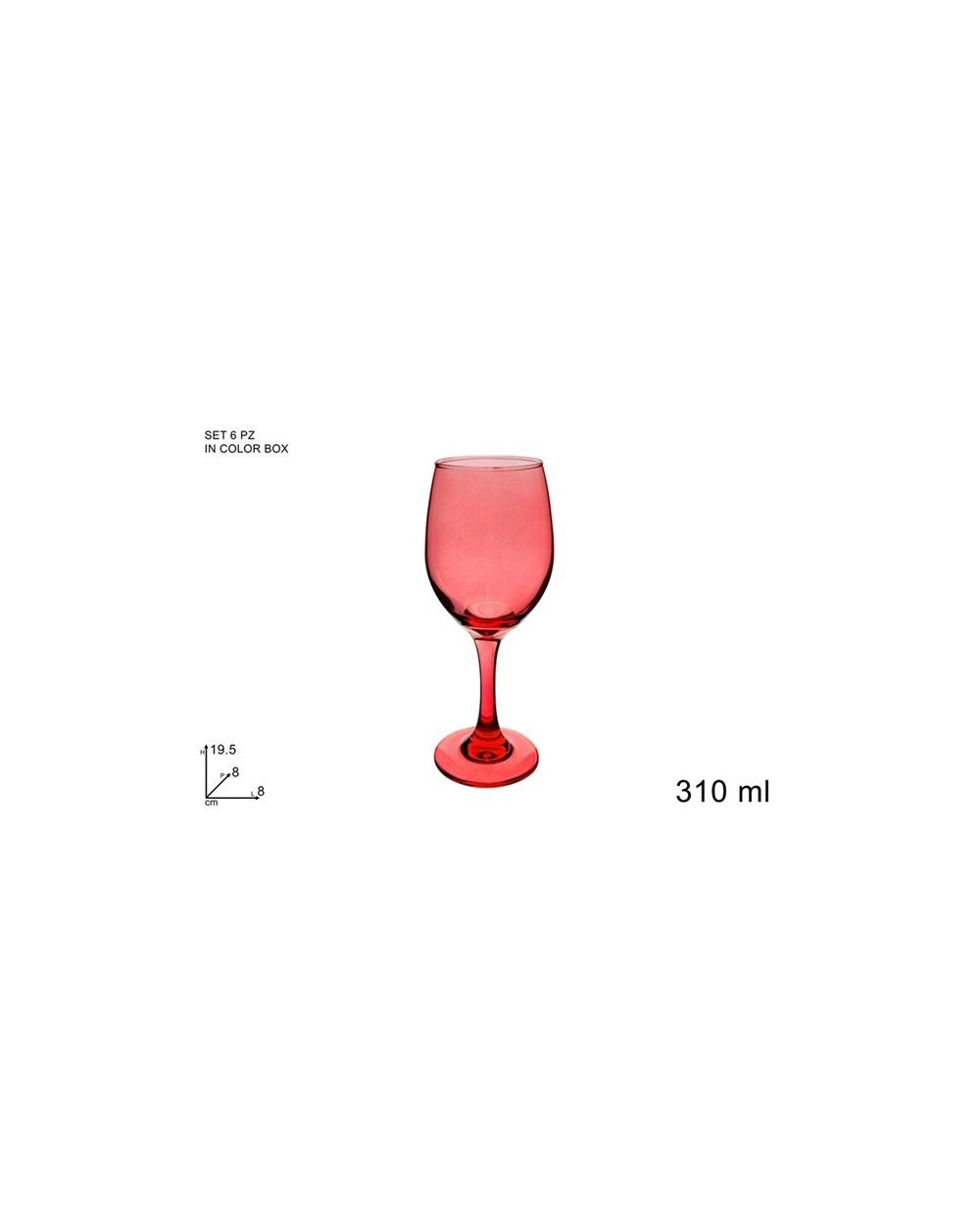 CALICE VETRO 310 ml. 6 pz. ROSSO  CALICE 310