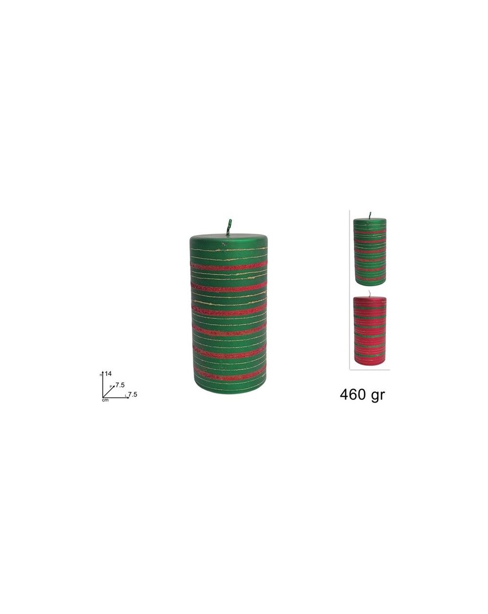 CANDELA 550 gr. ROSSO/ORO/VERDE  CANDELA 550