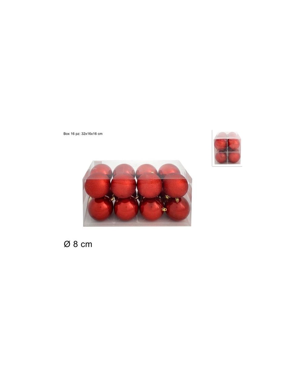 PALLE 8CM. 16PZ. IN BOX ROSSO  A191026