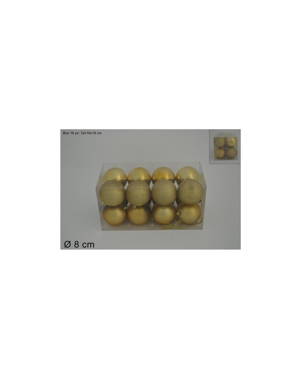PALLE 8cm.16pz. IN BOX ORO  A191344