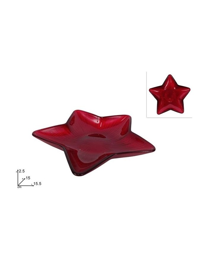 PIATTINO VETRO STELLA ROSSO...