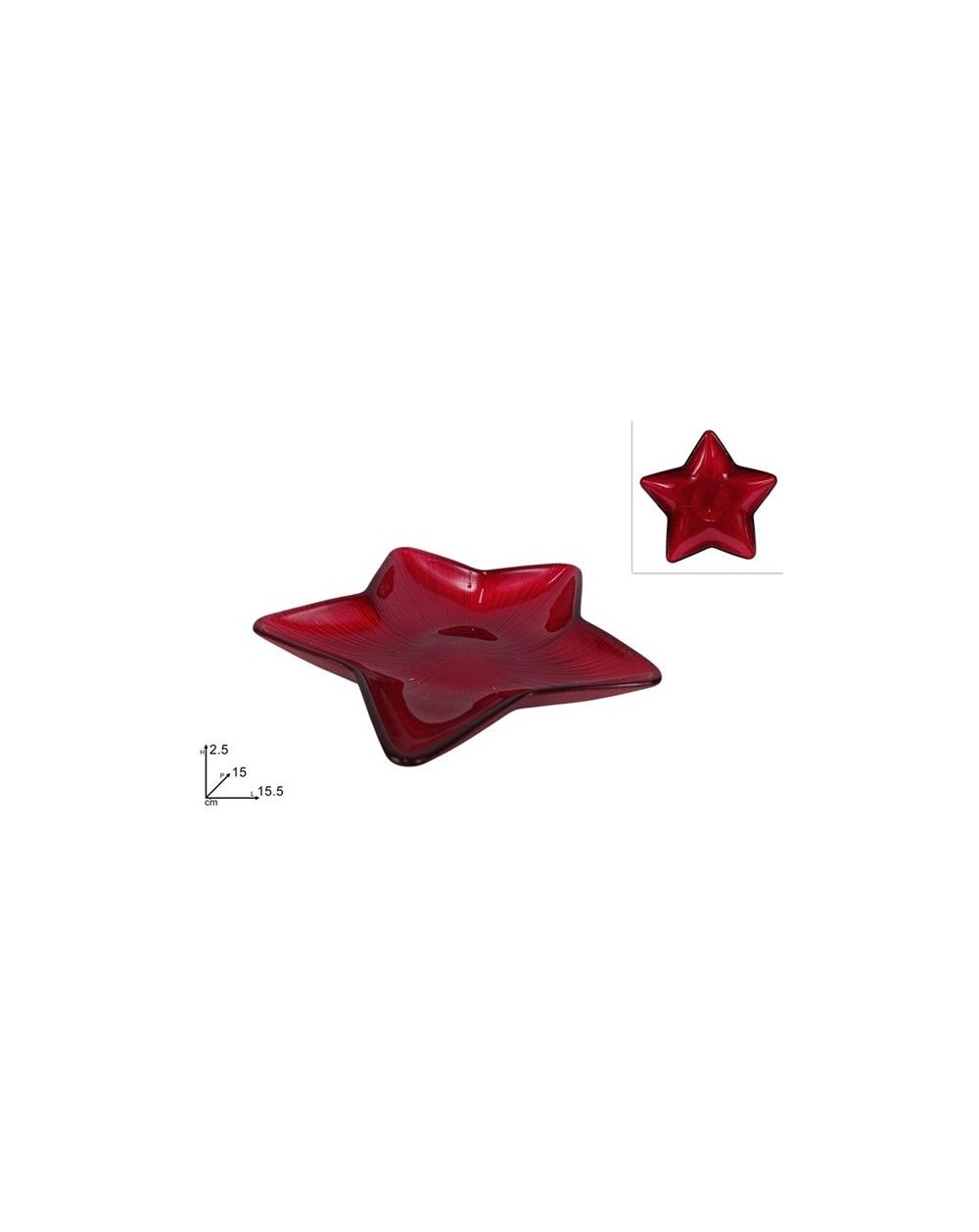 PIATTINO VETRO STELLA ROSSO  PIATTINO STELL