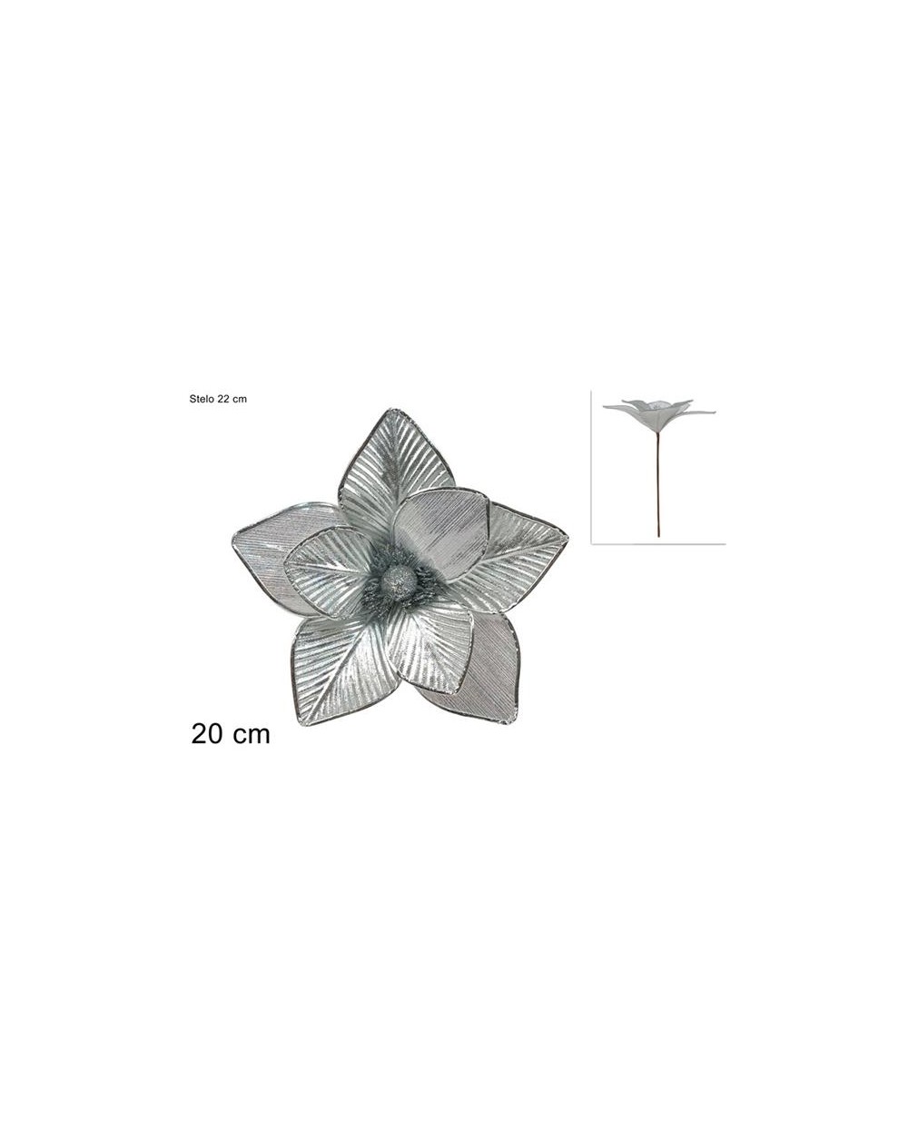 STELO FIORE 20cm SILVER LAMINATO  STELO FIORE SIL