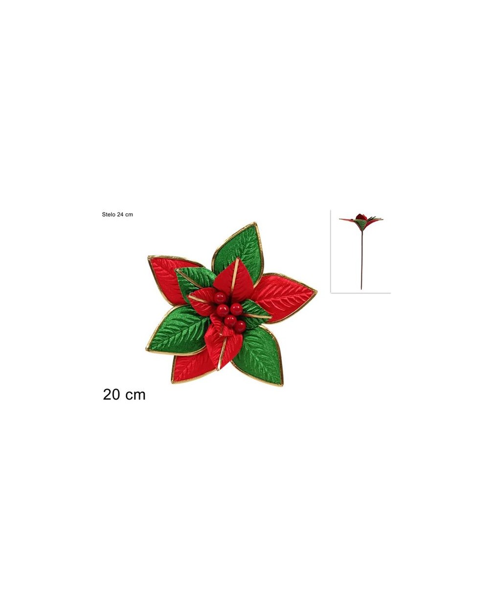 STELO FIORE 2O cm VELL.ROSSO/VERDE  STELO FIORE VER