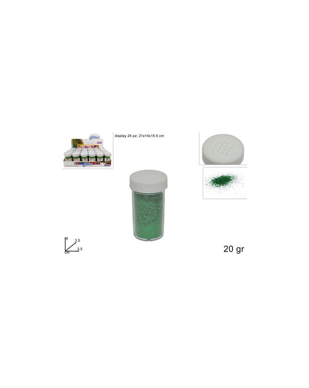 TUBETTO GLITTER 20 gr VERDE  TUBETTO GR20