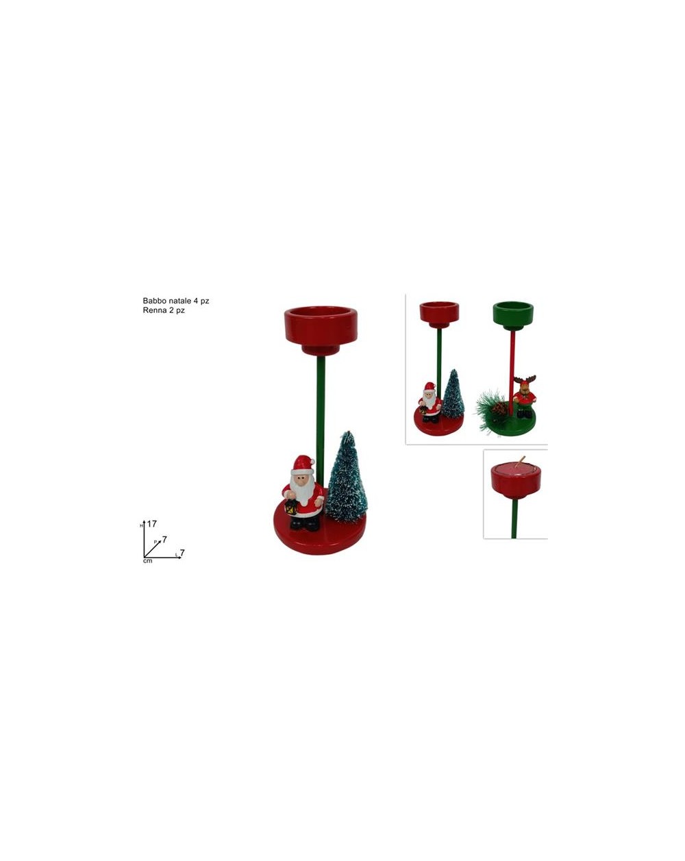 BABBO NATALE RENNA C/PORTA TEALIGHT 8053482363172