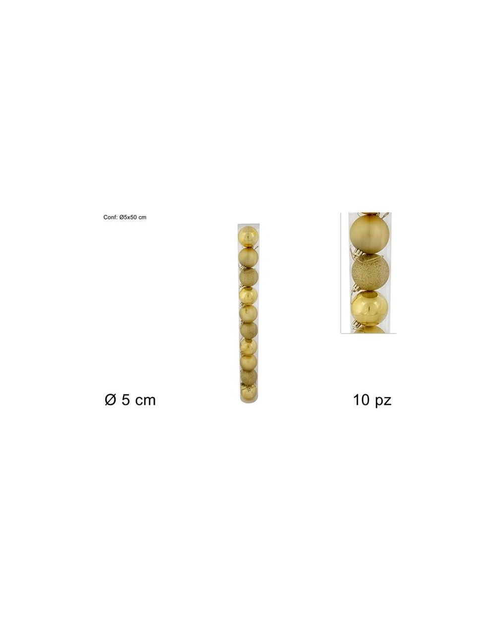 TUBO 10 PALLINE 5cm ORO 8033113119095