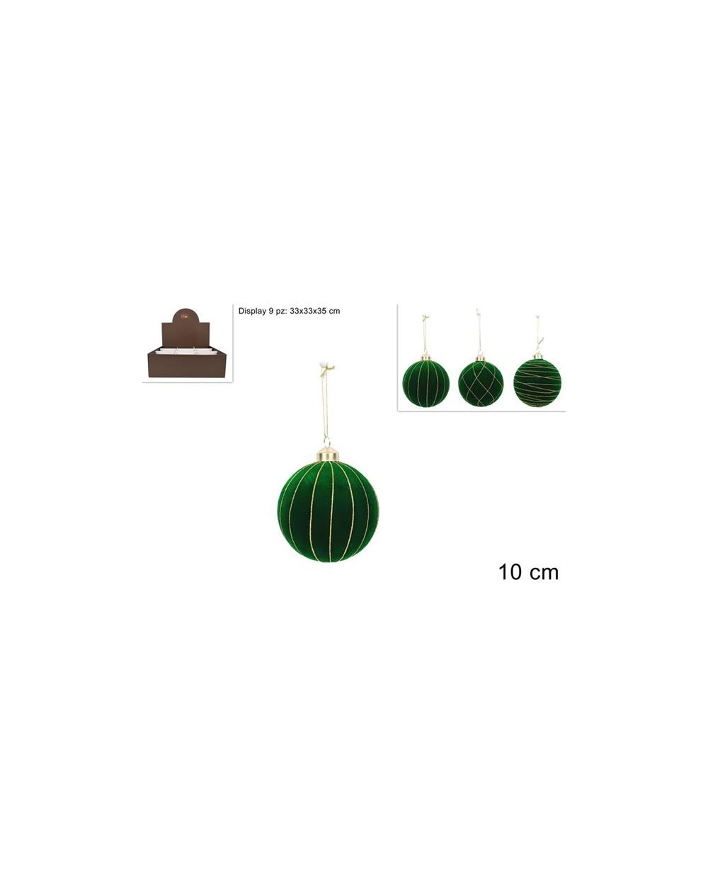 PALLA VETRO 10cm FLOCC VERDE ORO 8053482372990
