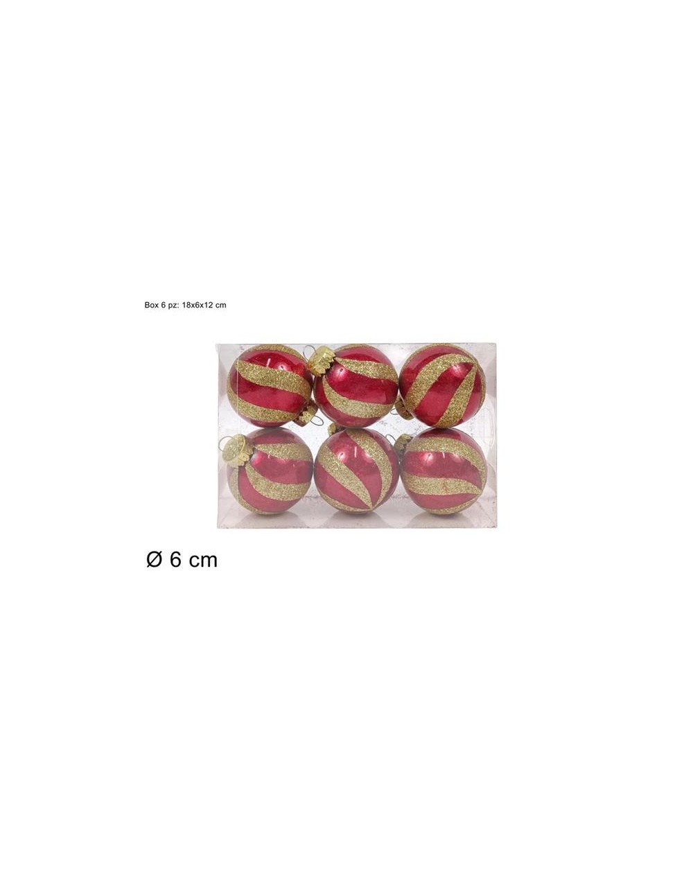PALLE 6cm C/FASCE 6PZ ROSS/ORO 8053482378992