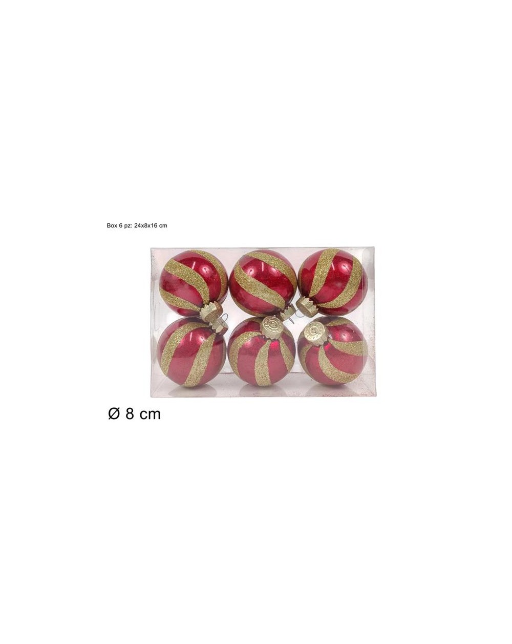 PALLE 8cm C/FASCE 6PZ ROSSO/ORO 8053482379005