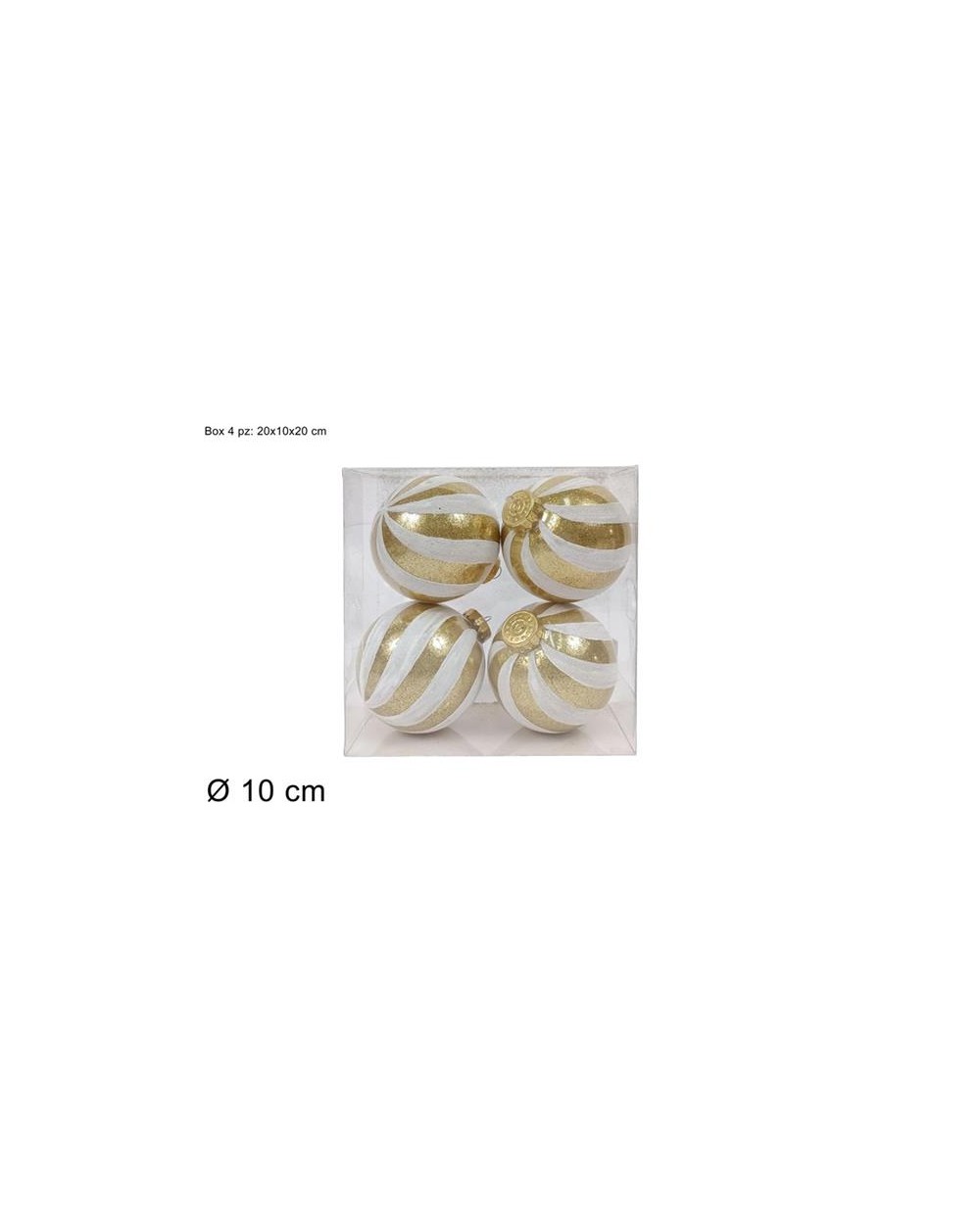 PALLE 10cm C/FASCE 4PZ ORO/BIANCO 8053482380780