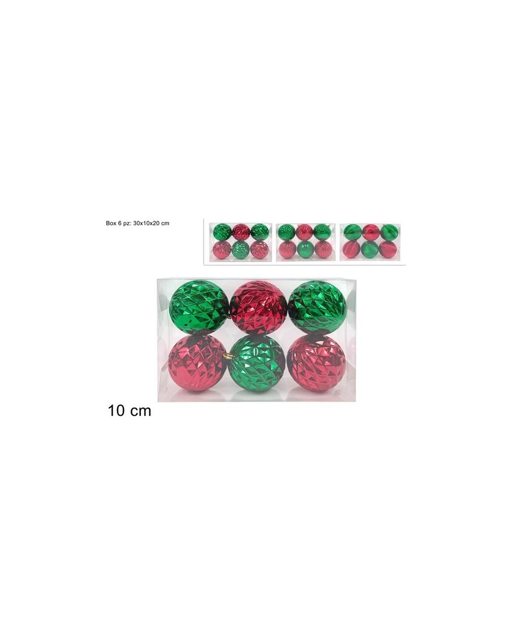 PALLE 10cm ROSSO VERDE 6PZ 8053482406848