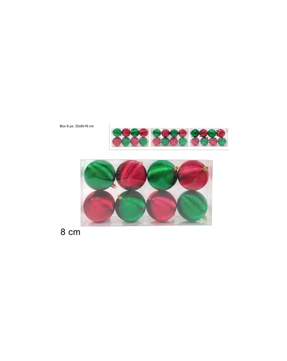 SET 8  PALLE ROSSO/VERDE 8 CM  8053482406831