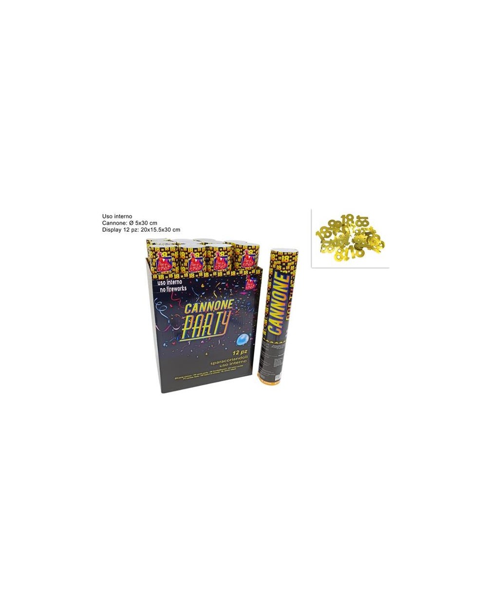 CANNONE PARTY 18 ANNI ORO 30CM  8034048654118
