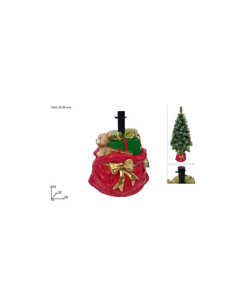 BASE ALBERO SACCO NATALIZIO ROSSO  A046114