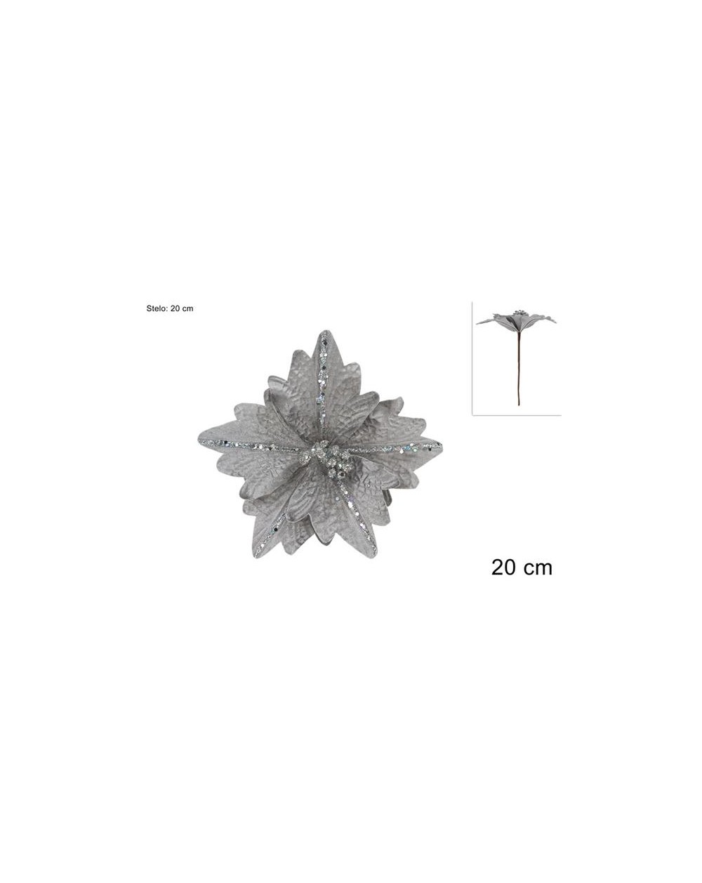 STELO FIORE VELLUTO 20CM SILVER  805348356730