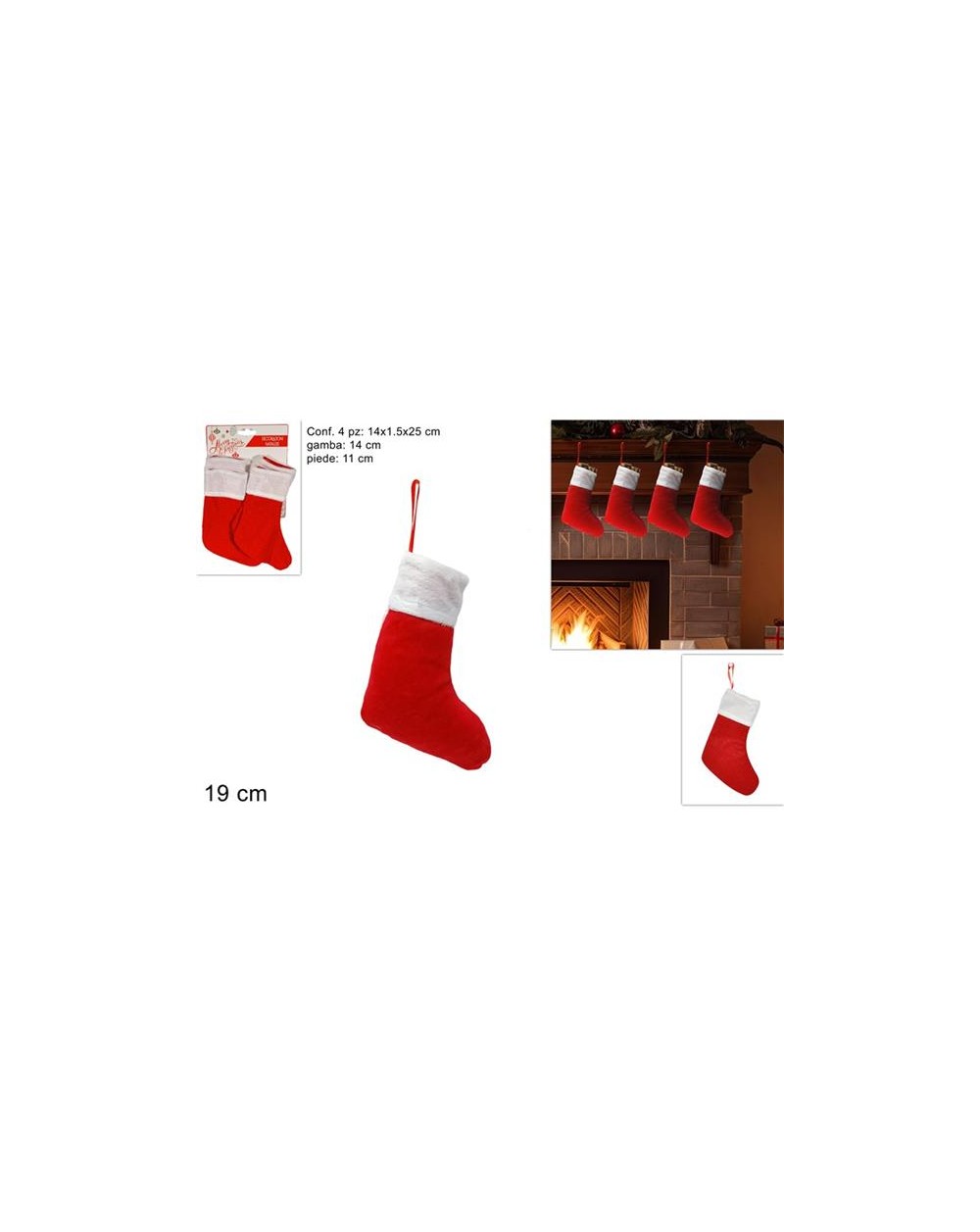 CALZINO BABBO NATALE 19CM SET 4PZ  8054482093321