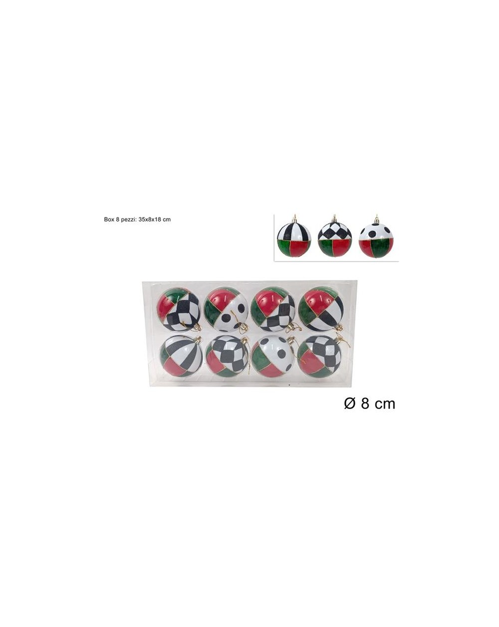 SET PALLE SCACCHI 8 pz ROSSO/VERDE  A197902