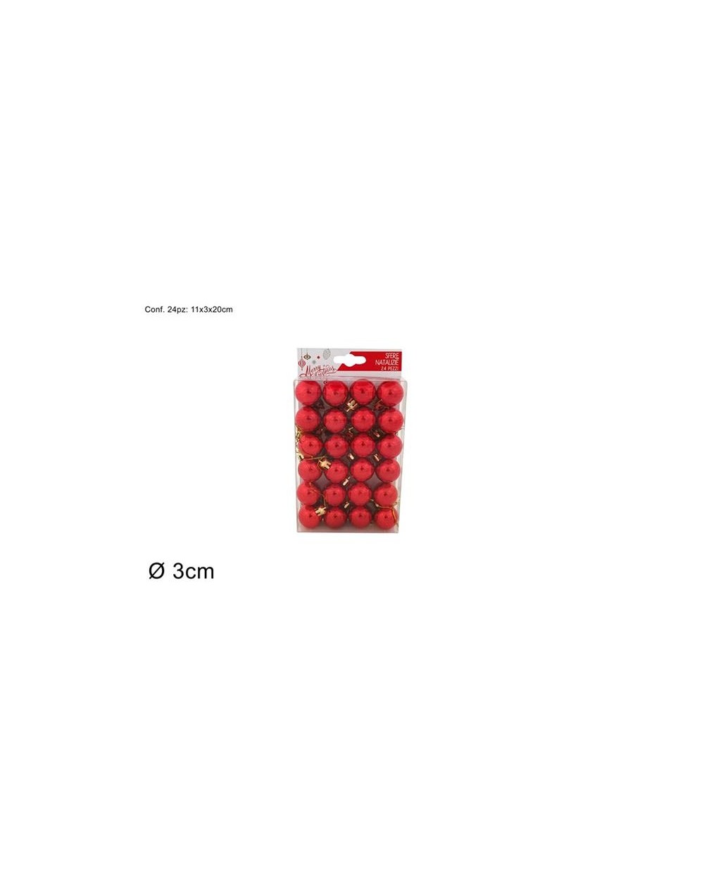 PALLINE LUCIDE ROSSE 24pz.3cm.  A169823