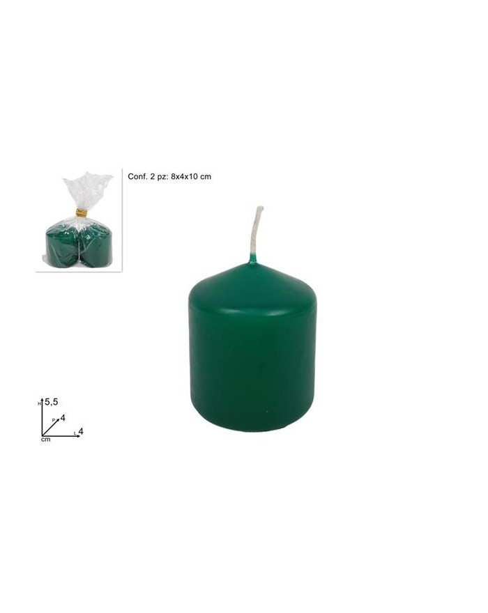 CANDELA 5X4CM SET 2PZ VERDE...