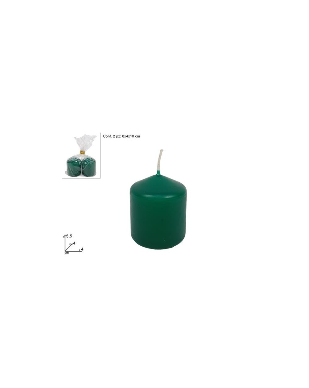 CANDELA 5X4CM SET 2PZ VERDE  A197931