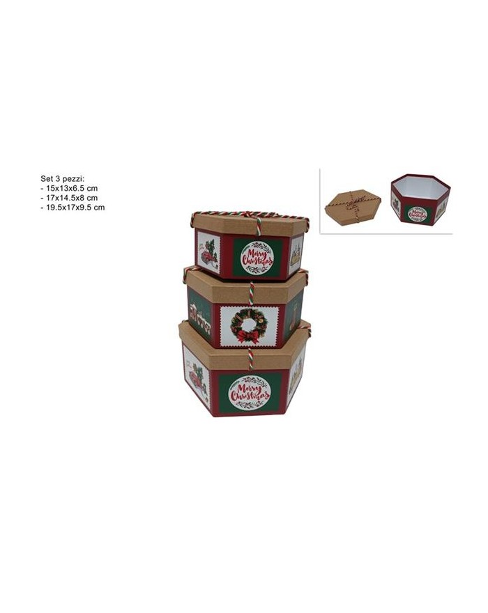 SCATOLE ESAGONALI 3PZ NATAL...