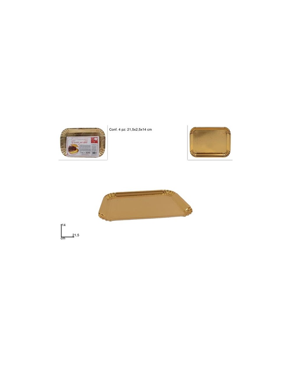 VASSOIO ORO 14X21.5 cm SET 4pz  A198117