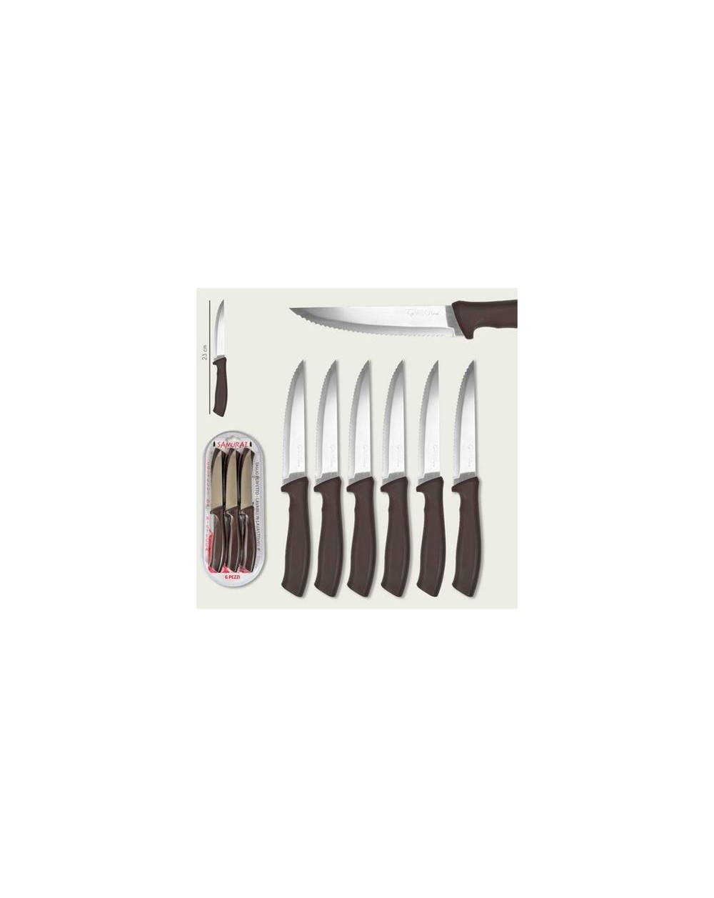 SET 6 COLTELLI BISTECCA MARRONE  A198183