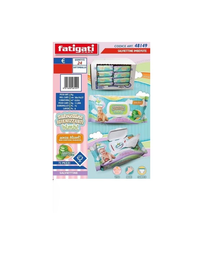 SALVIETTINE IMB.KLEVBABY 72 pz.ARGA  A297815