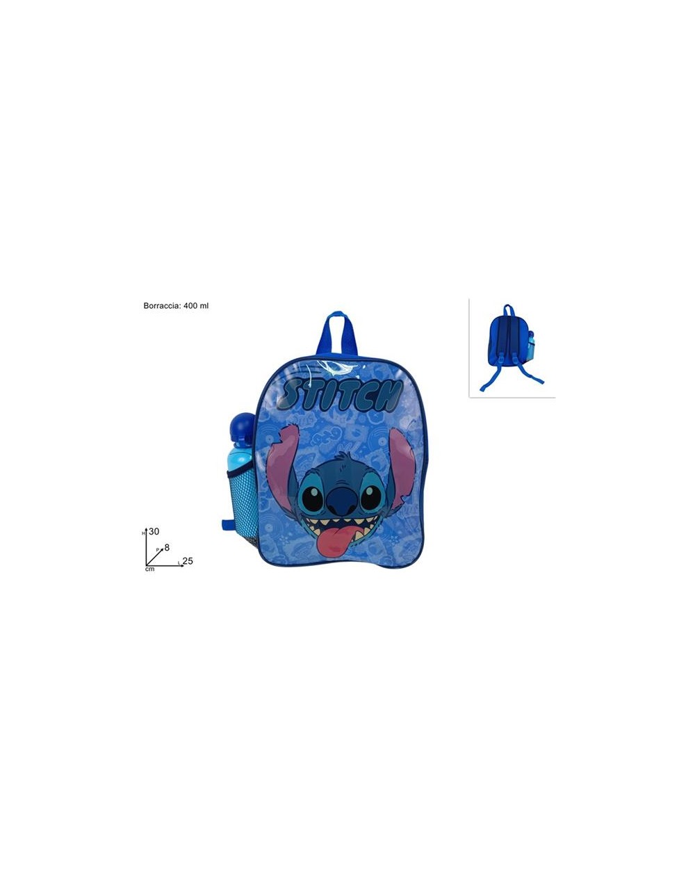 ZAINO STITCH BOY 30CM CON BORRACCIA  A089539