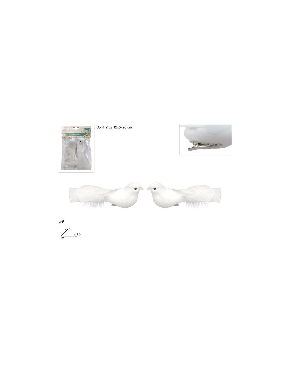 COLOMBA 15 cm CON PINZETTA 2pz  A198579