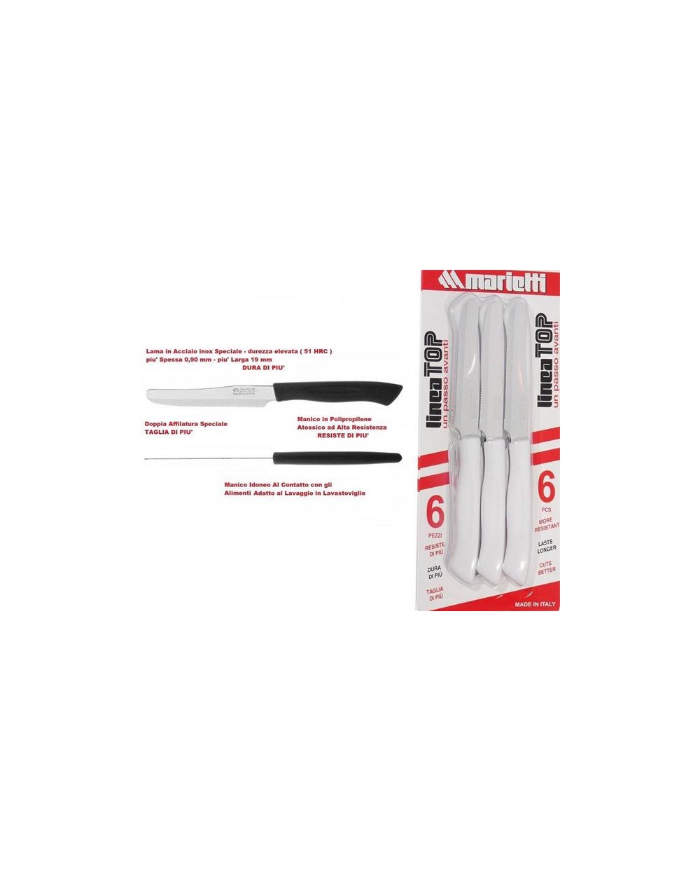 COLTELLI TAVOLA BIANCO 6PZ  A196903