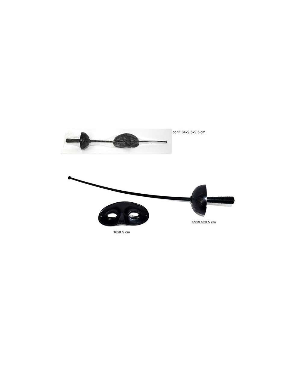 MASCHERA C/SPADA CAVALIERE NERO  A194420